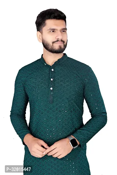 Reliable Green Rayon Embroidered  For Men