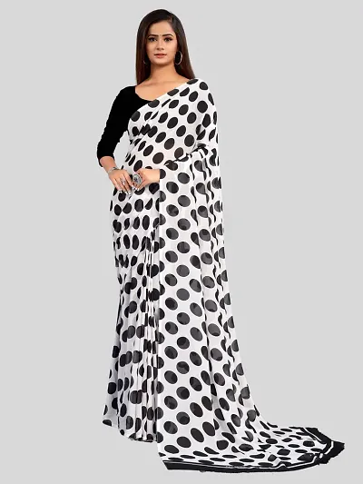 Faux Georgette Printed Sarees with Blouse Piece