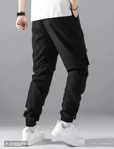 Stylish Black Tencel Solid Joggers Track Pant For Men-thumb5