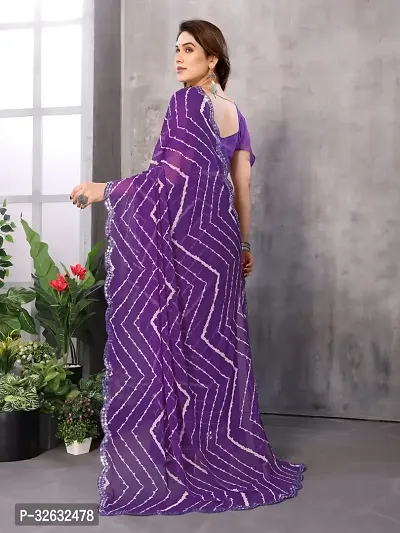 Elegant Purple Georgette Printed Saree With Blouse Piece For Women-thumb2