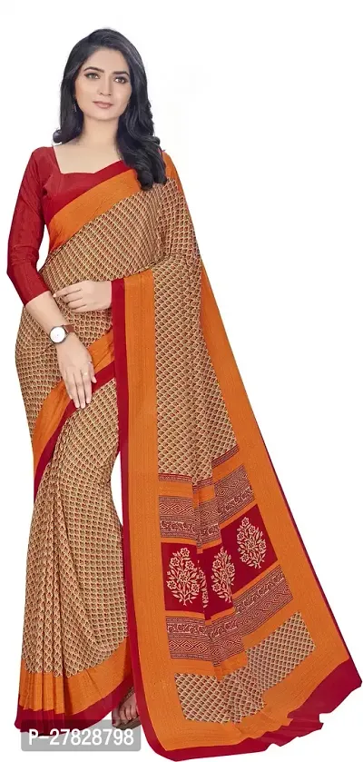 Classic Crepe Saree with Blouse piece-thumb0