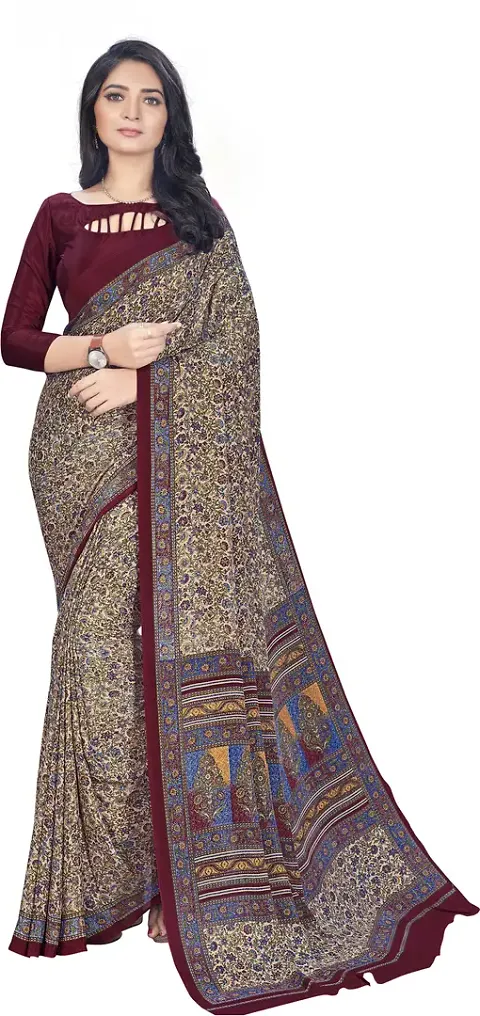 Classic Crepe Saree with Blouse piece