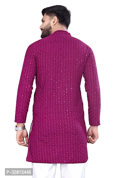 Reliable Purple Rayon Embroidered  For Men-thumb2