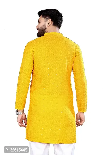 Reliable Yellow Rayon Embroidered  For Men-thumb2