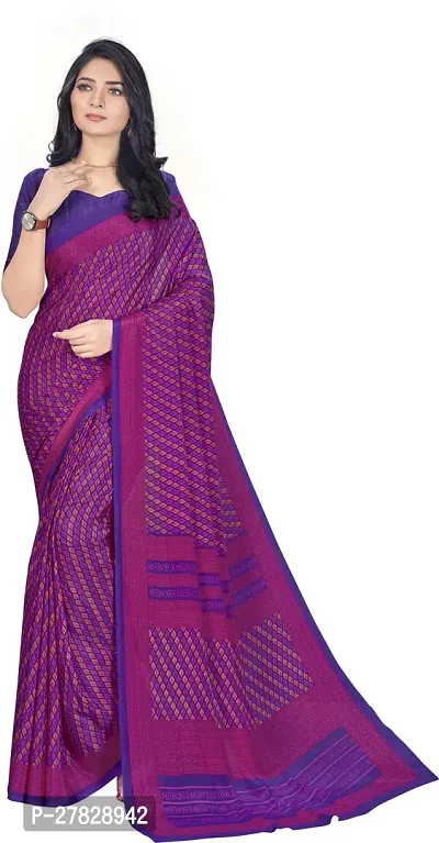 Classic Crepe Saree with Blouse piece-thumb0