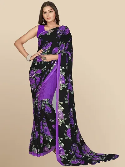 Printed Bollywood Georgette Sarees With Blouse Piece