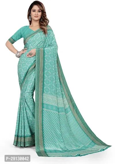 Stylist Silk Blend Saree With Blouse Piece For Women