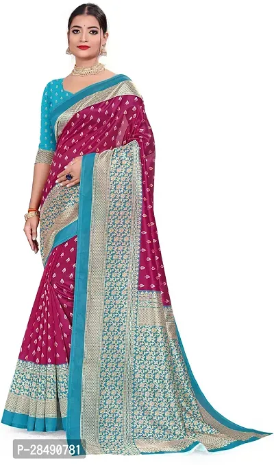 Stylish Multicoloured Art Silk Saree With Blouse Piece For Women-thumb0