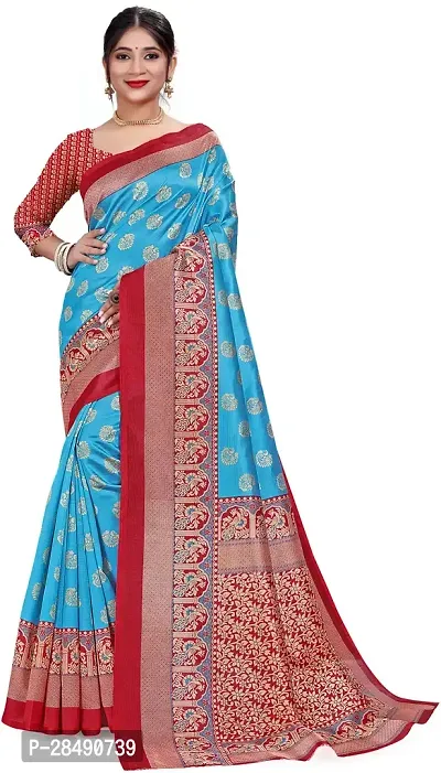 Stylish Multicoloured Art Silk Saree With Blouse Piece For Women-thumb0