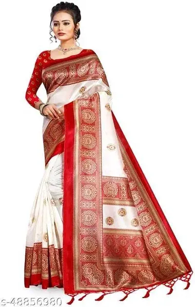 Madhudip Women's Floral Printed Mysore Art Silk Blend Saree Zalar With Unstitched Blouse Piece_(valentine saree)