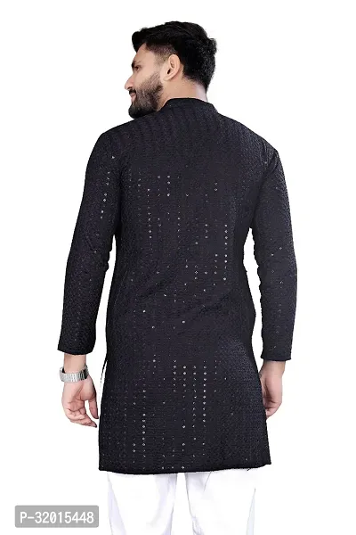 Reliable Black Rayon Embroidered  For Men-thumb2