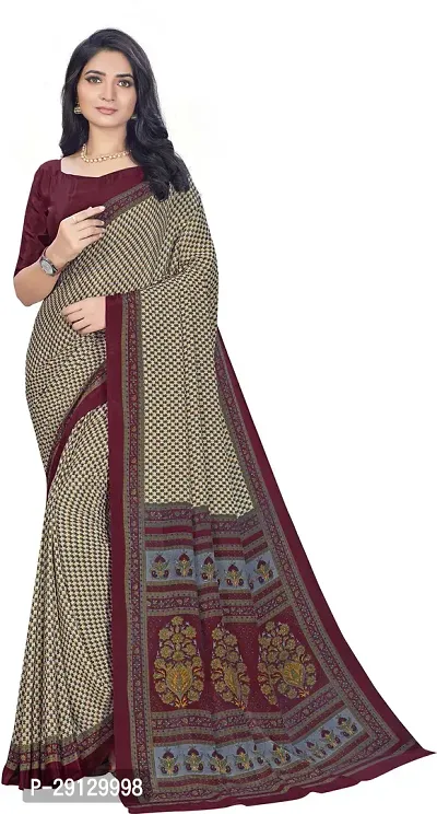 Stylist Crepe Saree With Blouse Piece For Women