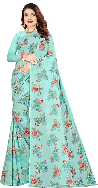 Stylish Georgette Saree With Blouse Piece For Women