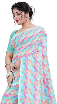 Stylish Multicoloured Georgette Saree With Blouse Piece For Women-thumb2