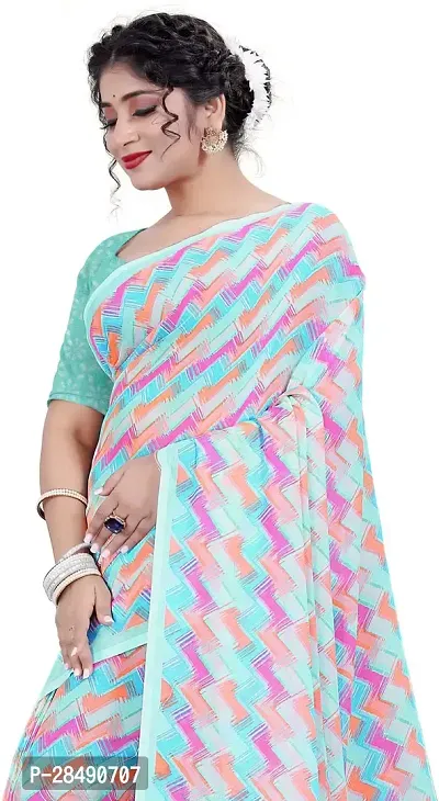 Stylish Multicoloured Georgette Saree With Blouse Piece For Women-thumb3