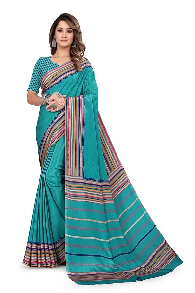 Stylist Silk Blend Saree With Blouse Piece For Women