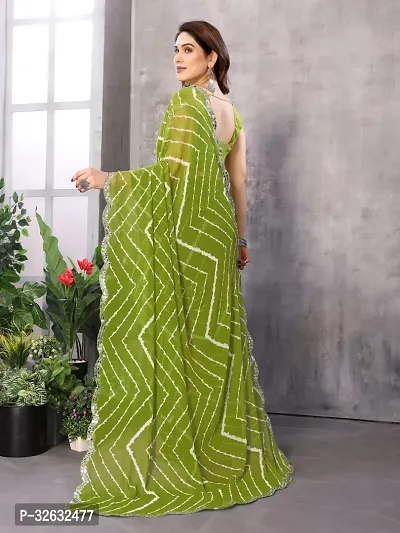 Elegant Green Georgette Printed Saree With Blouse Piece For Women-thumb4