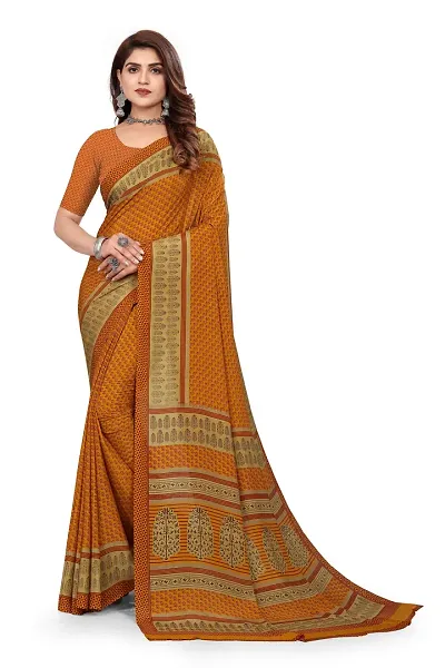 Must Have Crepe Saree with Blouse piece 