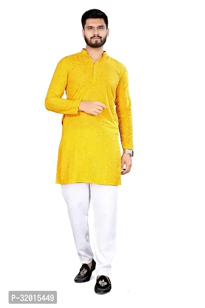 Reliable Yellow Rayon Embroidered  For Men-thumb3