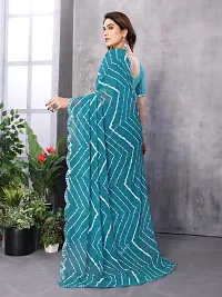 Elegant Blue Georgette Printed Saree With Blouse Piece For Women-thumb1