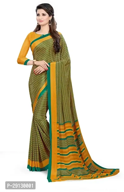 Stylist Crepe Saree With Blouse Piece For Women