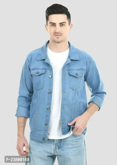 Trendy Solid Denim Jacket for Men-thumb0