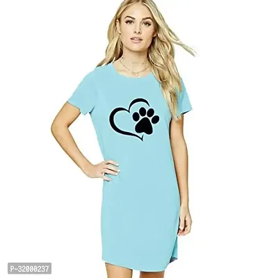 Stylish Blue Cotton Blend T-shirt Dress For Women-thumb0