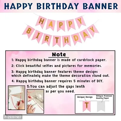 Golden Metallic Backdrop Fringe Curtains  Pink Happy Birthday Banner  - Pack of 3 Pcs-thumb4