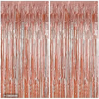 3ft x 6ft Rose Gold Foil Curtains Shimmering Metallic Fringe Curtains Pack of 2 Pcs