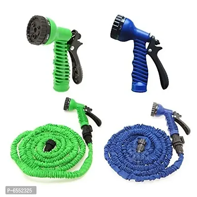 Adjustable Modes Magic Flexible Water Hose Pipe 50 Ft / 15 | Plastic Hoses Pipe with Spray Gun-thumb0