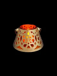 Extreme Karigari Small Cone Tea Light Candle Votive with Red Glass | Hanging and Floor Decorative Tea Light Holder Tea Light Candle Holder | 4.25 x 4.25 x 2.5 inches (Red)-thumb4
