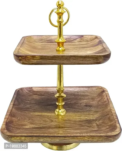 Extreme Karigari 2 Tier Wooden Square Cake Stand or Buffet Display Organizer