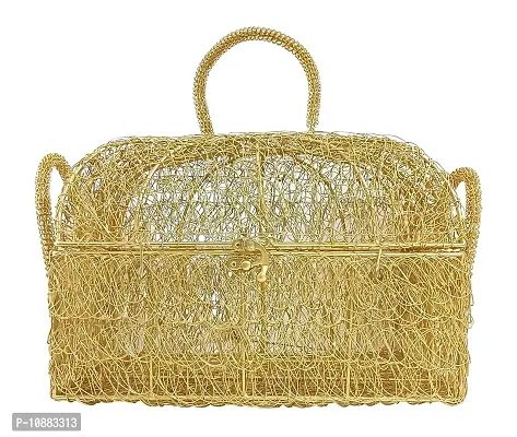 Extreme Karigari Metal Gift Hamper Basket With Handle / Home D?cor / Fruit Hamper Box / Fancy Basket for Decoration-thumb0