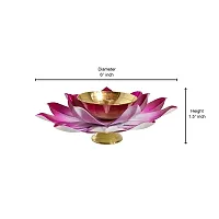 Extreme Karigari Flower Shape Metal  Brass Diya/Puja  Arti Diya/Decorative Diya/Brass  Metal Oil Diya / (Pink Colour)-thumb1