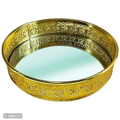 Extreme Karigari Mirror Tray | Packing Tray | Serving Tray | Decoration Tray Made of Metal and Mirror Glass | Small (8 inches)