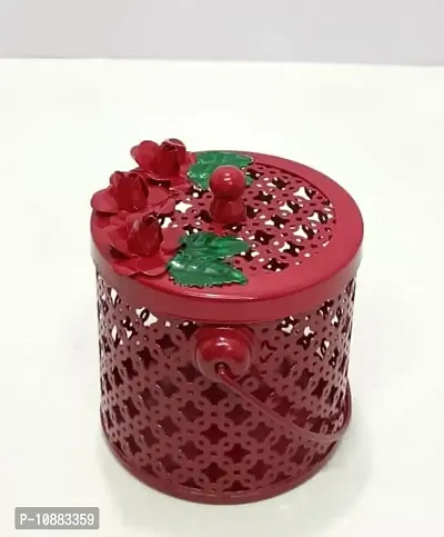 Extreme Karigari Mini jar | Dry Fruit Box | Fancy Gift Box jar | New Arrival jar | Table Top Decorative | Kitchenware | New Design jar with lid | 4.5 x 4.5 inches (Red)-thumb0