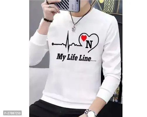 Reliable White Polyester Printed Round Neck Tees For Men-thumb0