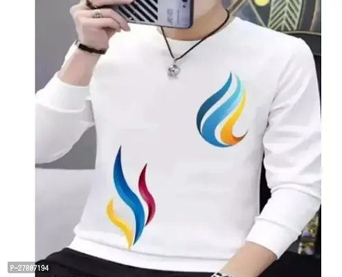 Reliable White Polyester Printed Round Neck Tees For Men-thumb0