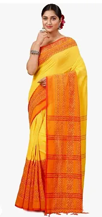 Elegant Yellow Cotton Saree with Blouse Piece-thumb1