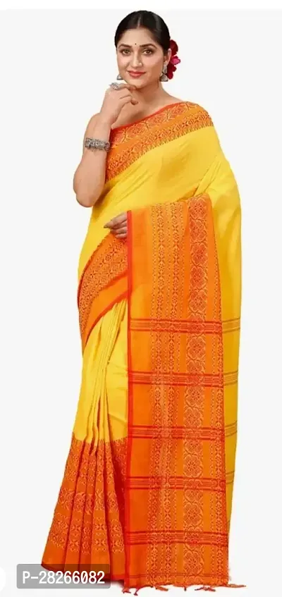 Elegant Yellow Cotton Saree with Blouse Piece-thumb2