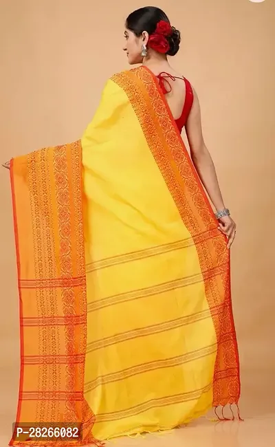 Elegant Yellow Cotton Saree with Blouse Piece-thumb3