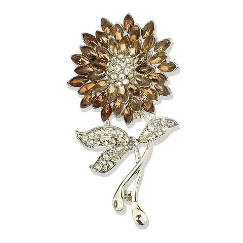 Panjatan Breathtaking Blingy Sunflower Saree Hijab Pin Brooch For Women|Girl