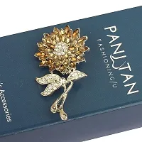 Panjatan Breathtaking Blingy Sunflower Saree  Hijab Pin Brooch For Women|Girl-thumb2