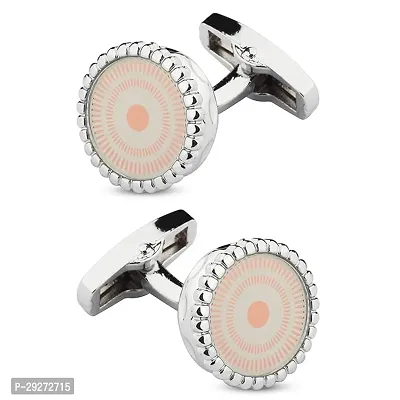 Panjatan Circular Trellis Design Silver Coloured Cufflinks for Men.