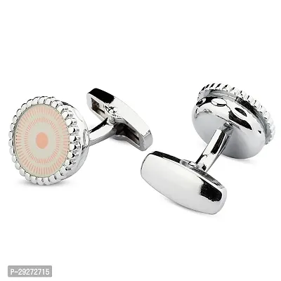 Panjatan Circular Trellis Design Silver Coloured Cufflinks for Men.-thumb2