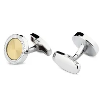 Panjatan Charming Silver and Golden Solid Coloured Cufflinks for Men.-thumb2