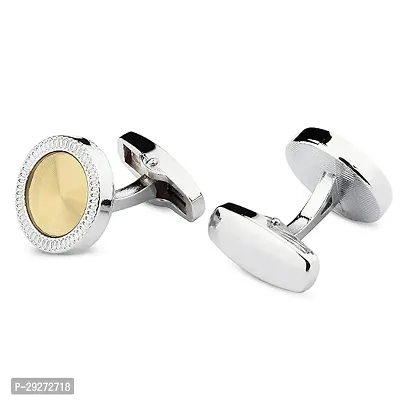 Panjatan Charming Silver and Golden Solid Coloured Cufflinks for Men.-thumb3