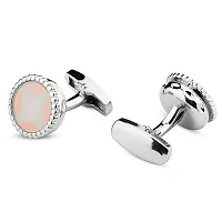 Panjatan Soft Star Patterned Silver Coloured Cufflinks for Men.-thumb2