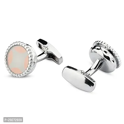 Panjatan Soft Star Patterned Silver Coloured Cufflinks for Men.-thumb3