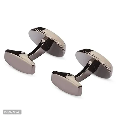 Panjatan White Gingham Design Black Colored Cufflinks for Men.-thumb3